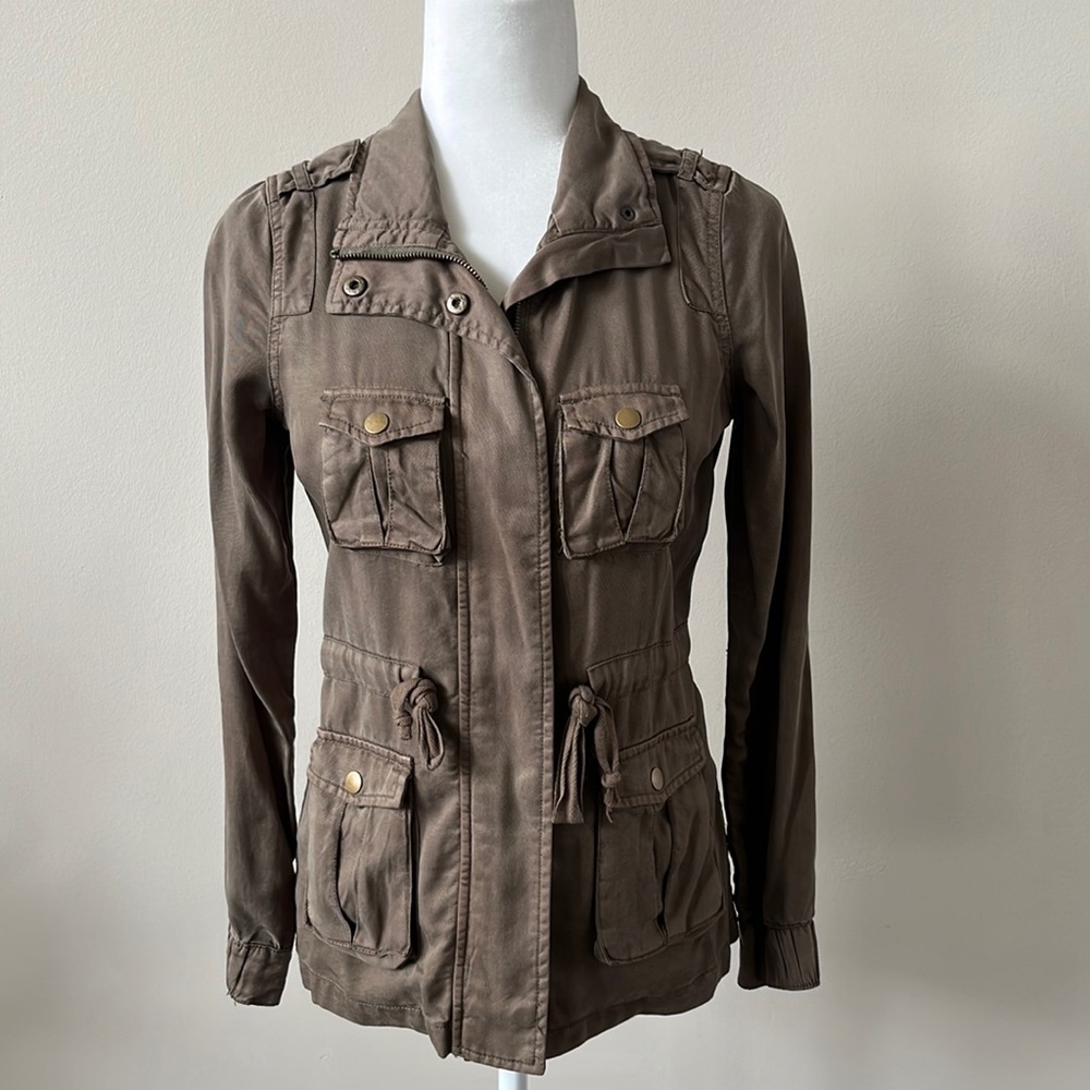 Maison Jules Olive Green Cargo Utility Jacket Size XS
